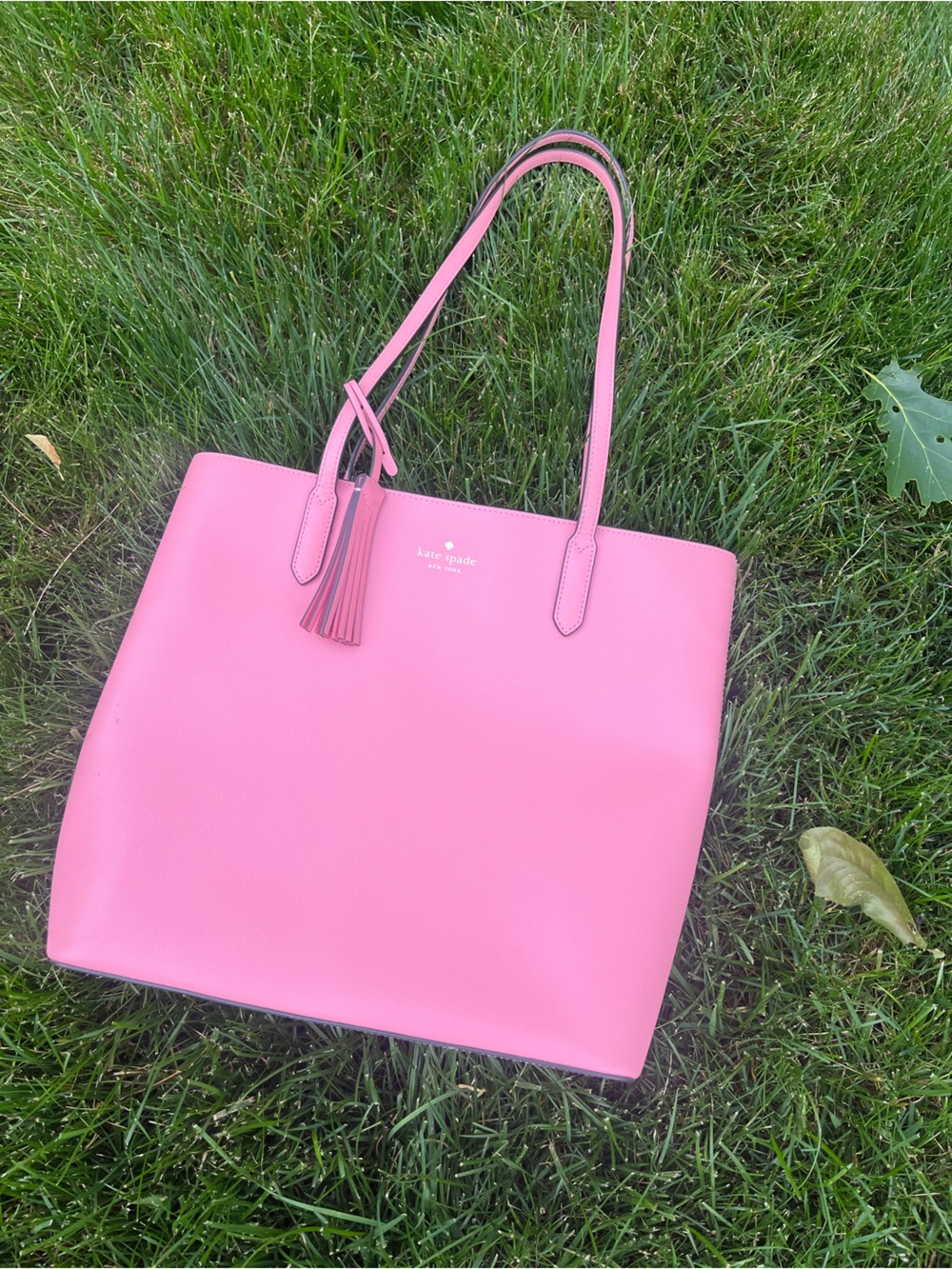 kate spade coral Leather Tote Bag